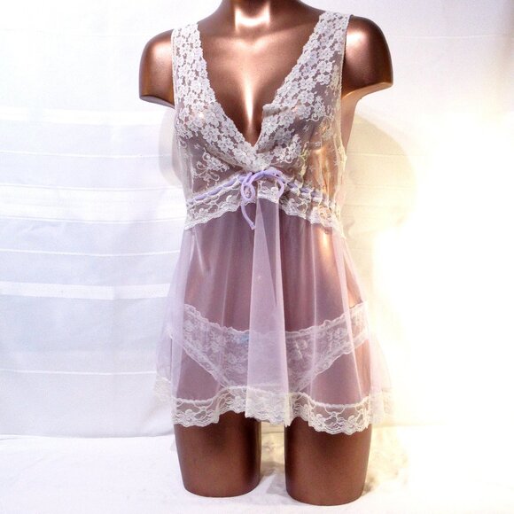 Vintage Sheer Lacy Nylon Babydoll S/M - Picture 5 of 8